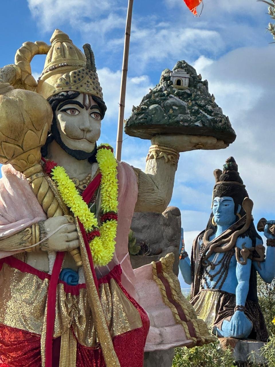 Close-up of the Hanuman and Shiva murtis